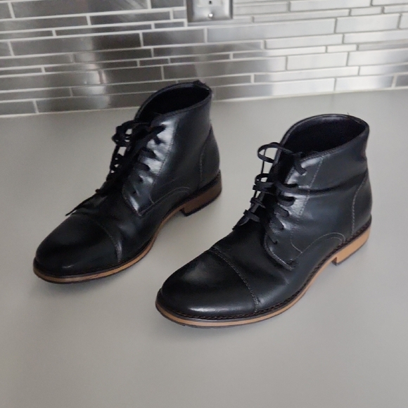 Apt. 9 Black Leather Men's Boots - Picture 1 of 6